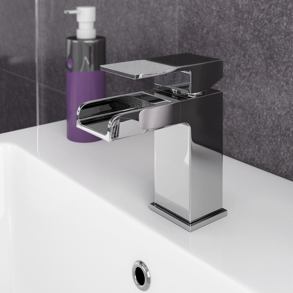 Plaza waterfall basin tap with waste – chrome finish